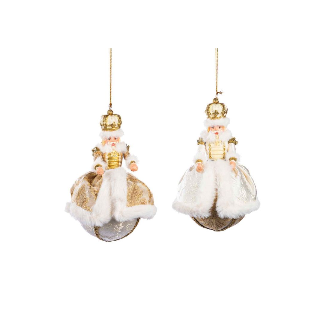 Gouden barokke notenkrakers met kerstbal - Goodwill Barokke Notenkrakers op Kerstbal 'Sun King' Goud - Set van 2 - 16,5 cm - Deuxamis