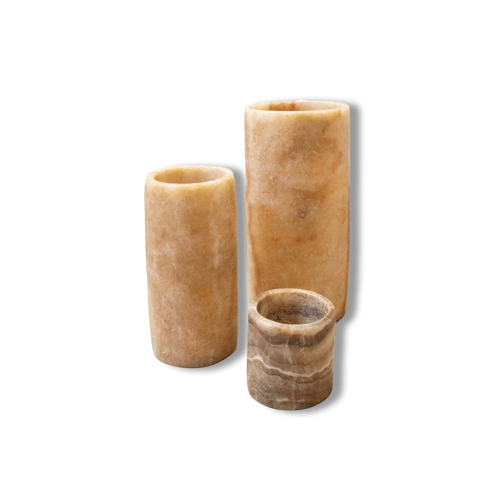 Sirocco Living kaarsenhouder alabaster cylinder bruin