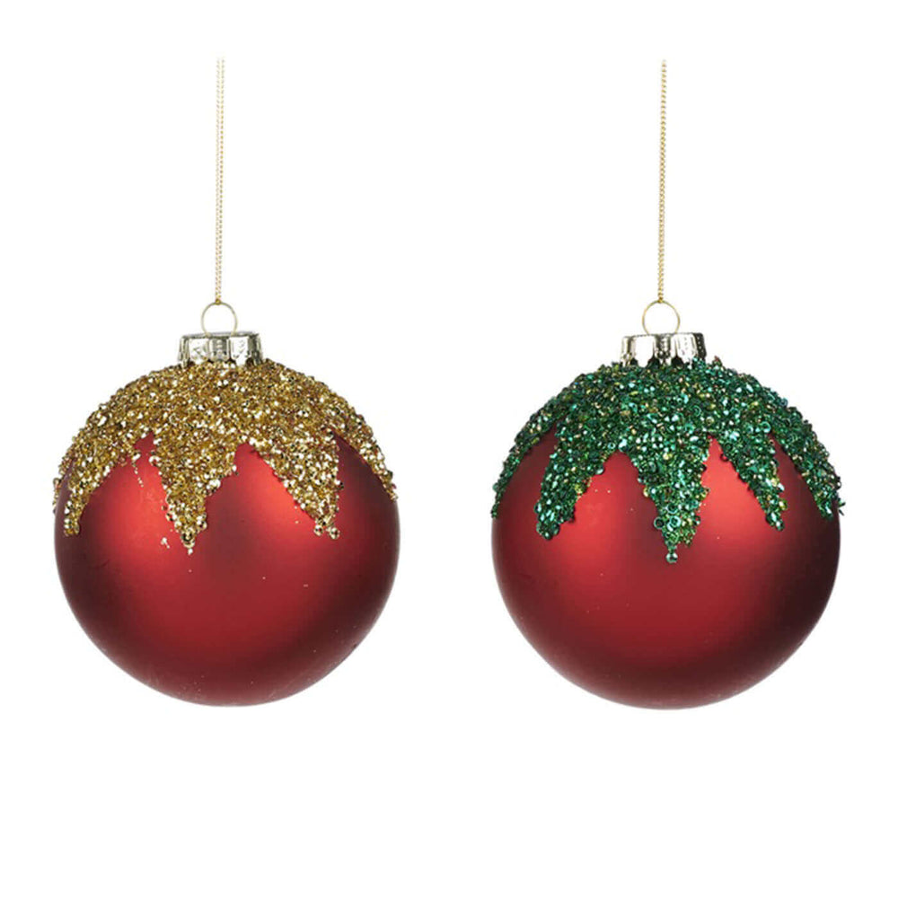 Goodwill kerstballen rood glinsters set van 2